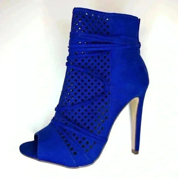 Just Fab Women’s Erica Open Toes Booties heels Blue Size - 6 - Picture 4 of 8
